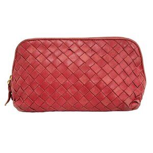 Auth BOTTEGA VENETA Intrecciato 132534 Red Leather - Pouch